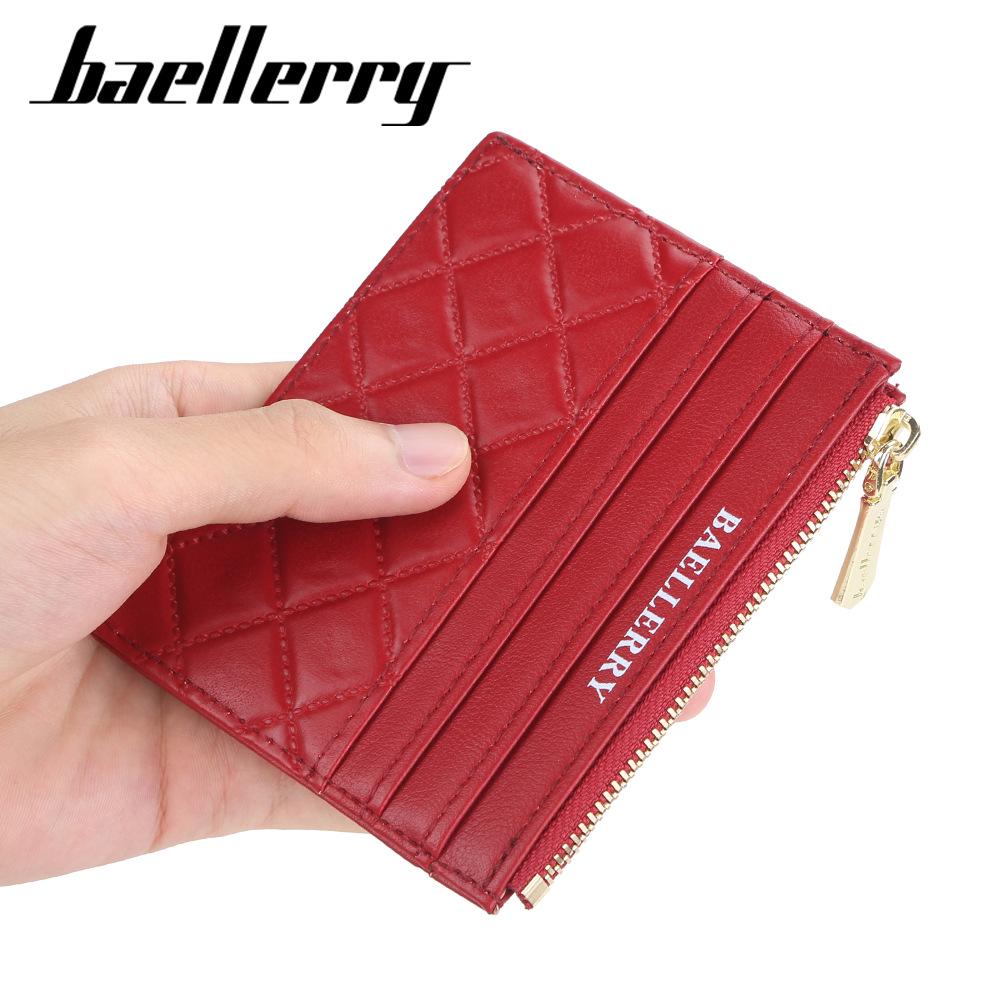 BAELLERRY Women's Multi-color Korean Style Embossed Thin Zipper Card Holder