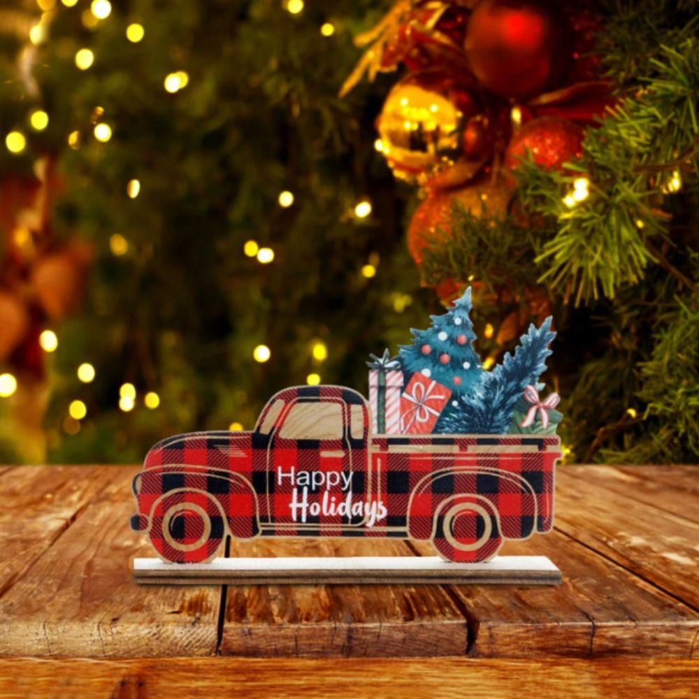 3pcs/set DIY Christmas Wooden Car Decorations Cartoon Christmas Tree Pendant  Christmas
