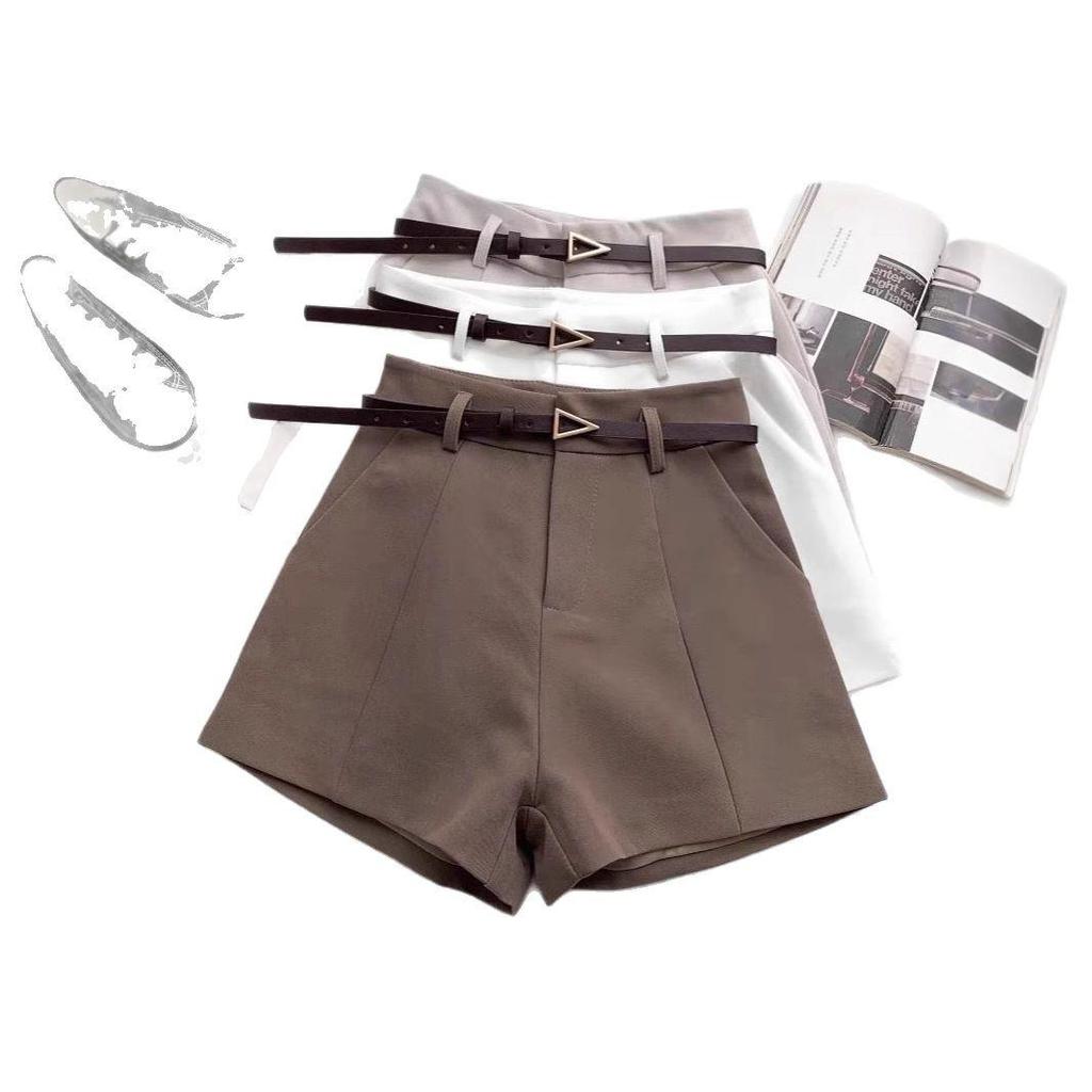 Women's Spring/Summer 2025 High-Waist A-Line Drape Shorts - Versatile, Slimming Wide-Leg Suit Shorts