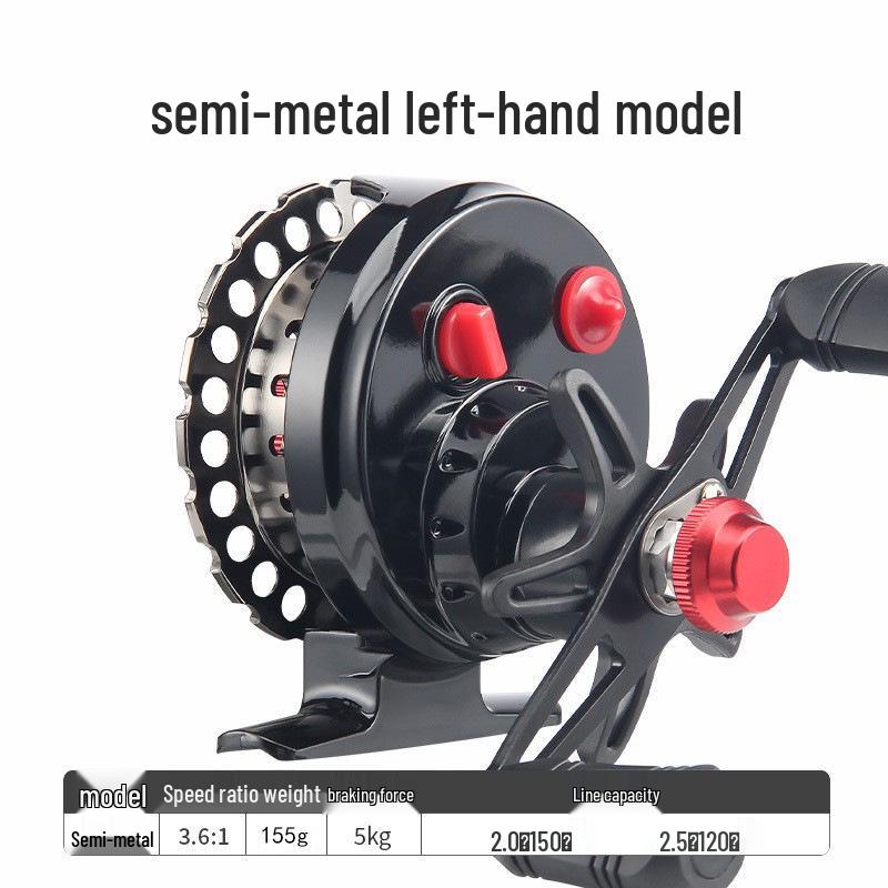 

Котушка для мікро-лідерного рафтингового лову Haodun – Однокнопкове магнітне сповільнення, Ідеальна для підлідного лову та рафтових човнів. Half-metal Raft Wheel Left-hand