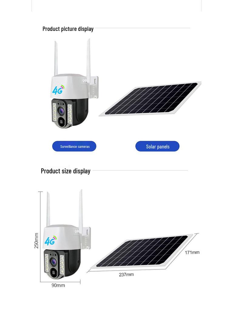 Private Model V380 Solar-Powered 4G WiFi Camera with Night Vision and HD Remote Monitoring