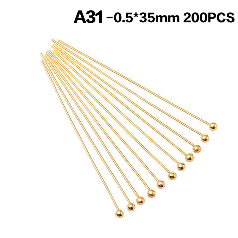 200Pcs Metal Ball Head Pins Gold Silver Durable Rustproof For Diy Jewelry Making Earring Necklace Craft Projects