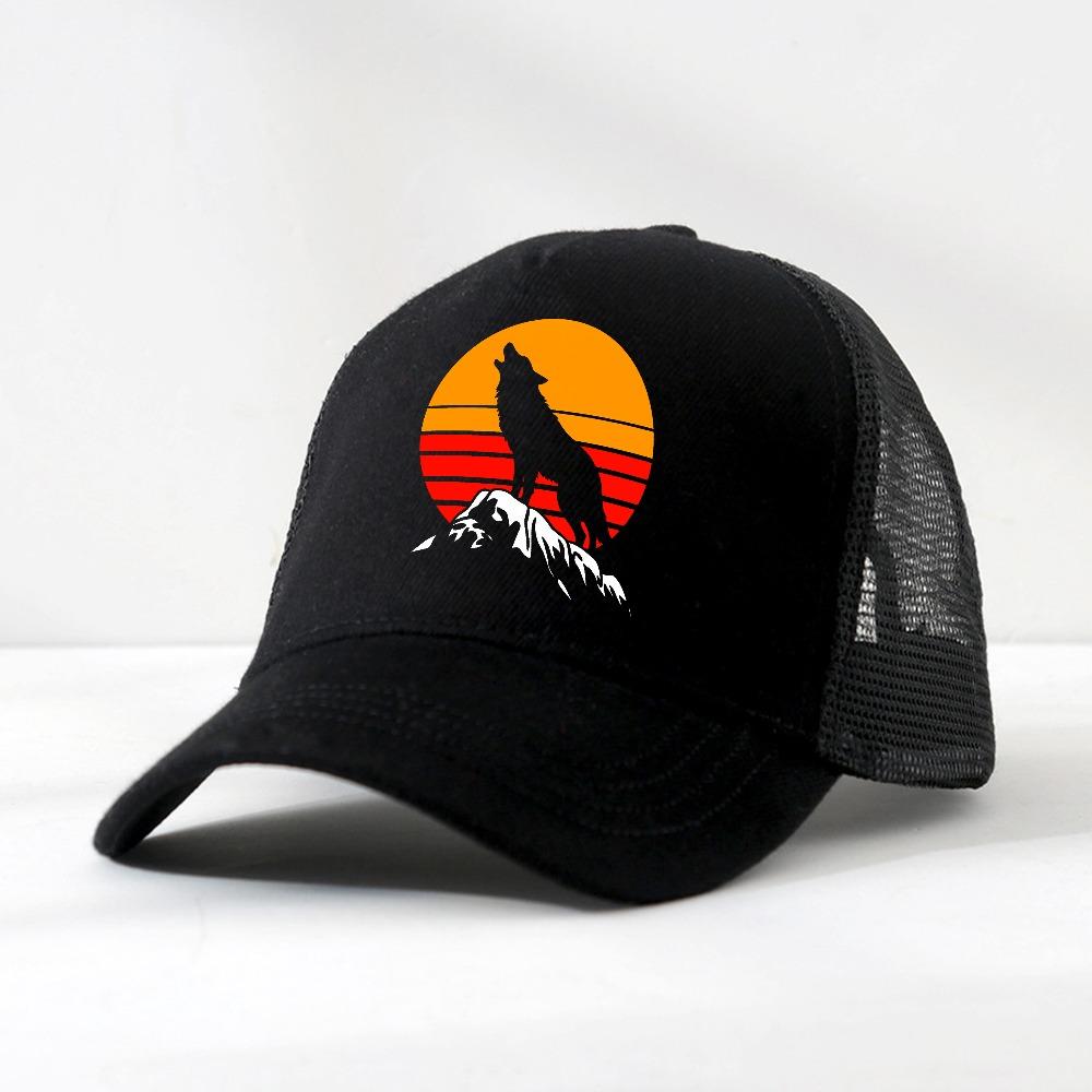 Four Seasons Trucker Cap Men Women Snapback Hip Hop Baseball Cap sunset Wolf Adjustable Visor Hat Mesh Breathable Hats