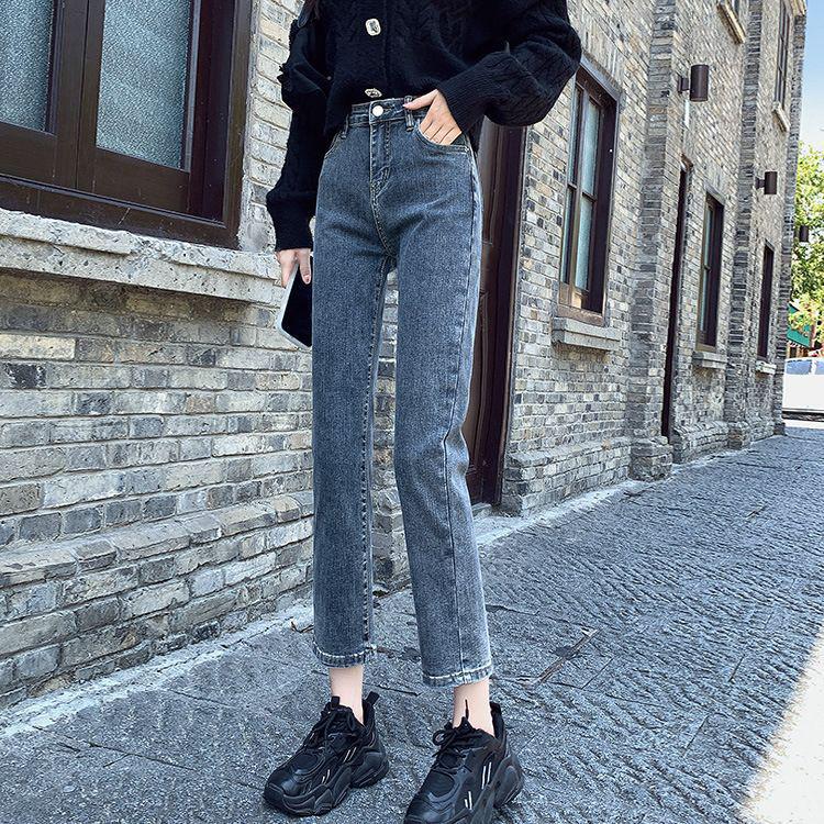 

Women s Retro High-Waisted Elastic Slim Straight-Leg Cigarette Pants 2025 - French Style Nine-Tenths Length 30