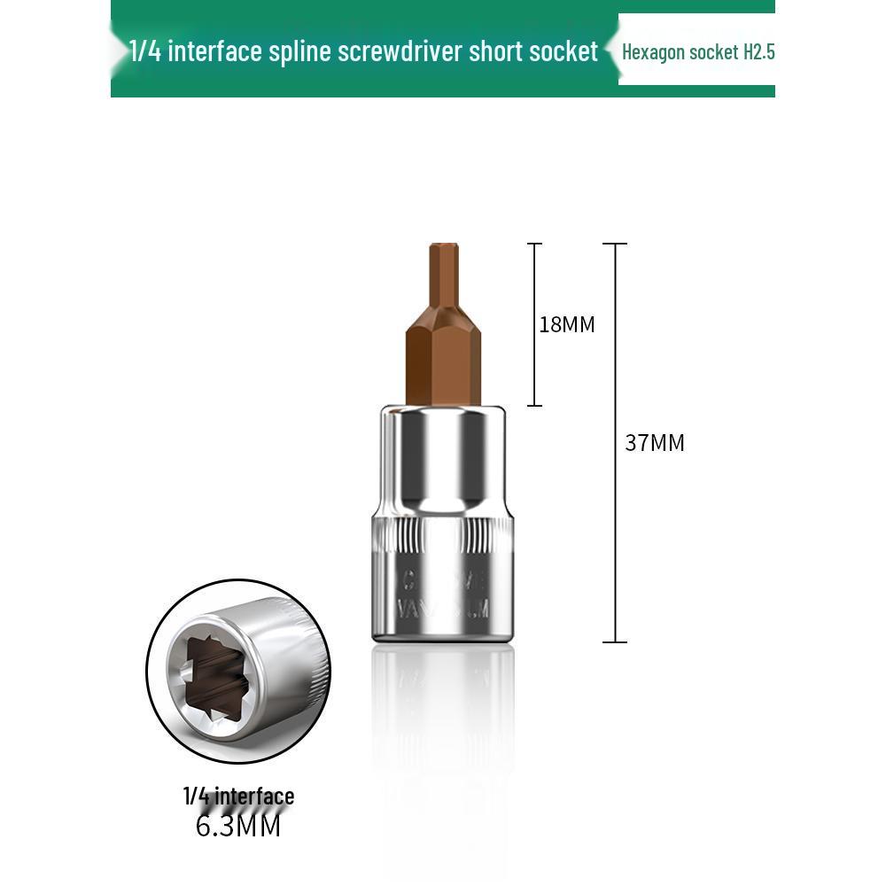 1/4" Small Fly Socket Bit Wrench with T8 Star, Inner Hex, Slotted, Rice Flower, Cross Screwdriver Heads
