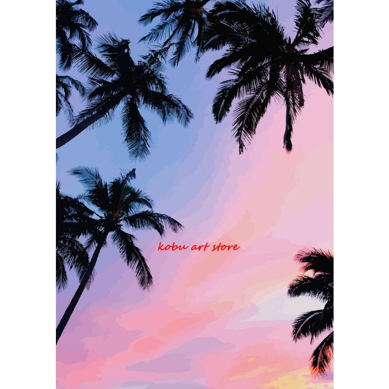 

Розовый пляж Океанский пейзаж Холст Живопись Постеры Принты Серфинг Кокосовая пальма Скандинавское настенное искусство Картина для гостиной Домашний декор 21cm×30cm NoFrame