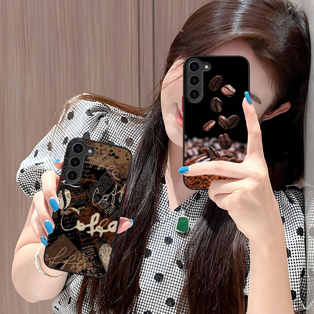 Coffee Beans Silicone Mobile Phone Case for Samsung Galaxy S26 S25 S24 S23 S22 S21 Plus FE Ultra Colorful Cover