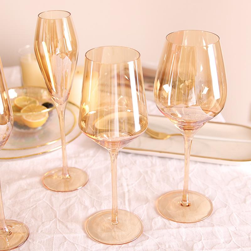 Amber Red Wine Glass Artwork Ultra-Thin Crystal Burgundy Bordeaux Goblet Big Belly Tasting Cup Wedding Party Champagne Flute Cup