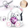 Copper Pink Heart Cute Animals Bear Rabbitcharms Beads Fit Colour Original Bracelet Jewelry For Women Diy