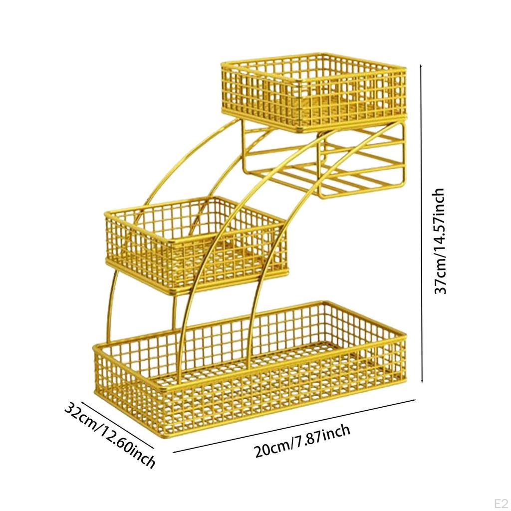 3patrový košík na ovoce Kuchyňský pult Stojan Víceúčelová mísa Podnos Chléb Zelenina