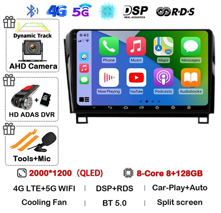 Android 14 Car Radio GPS Audio For Toyota Tundra XK50 2007-2013 Sequoia XK60 2008-2017 Multimedia Video Player Navigation Stereo