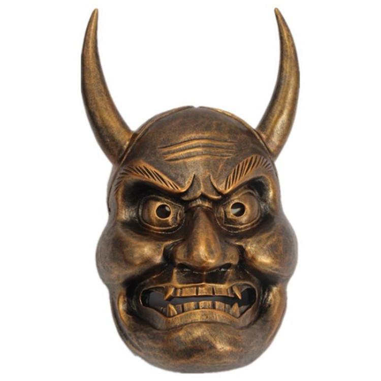 Unique Large Face Hannya Mask Decor For Halloween And Festive Celebrations In Striking Silver And Copper