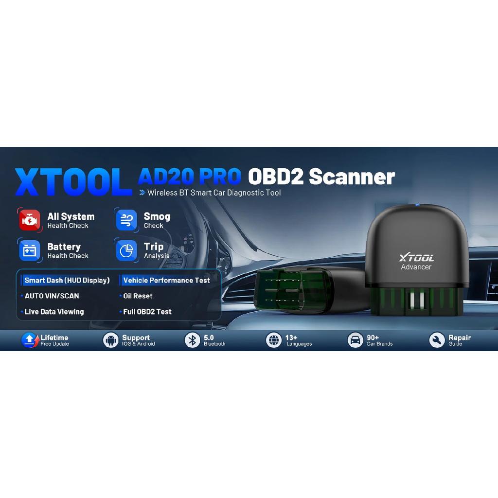XTOOL Advancer AD20Pro All System Diagnostic Tool OBD2 Bluetooth Scanner Oil Reset Battery Test Driving Record Free Update