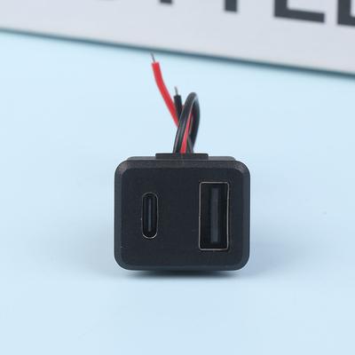 1 Stück Doppelschicht-USB-Buchsensockel Typ C und Buchse für USB-Lampenladebuchse, Netzbuchse mit Kabelanschluss