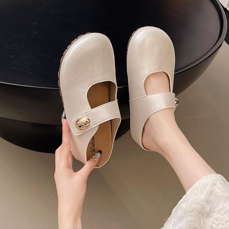 Fashion Versatile Inner Height Increase Temperament Bag Head Half Slippers Women's Summer New Outer Wear Casual Women's Shoes