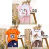 Childrens Cotton Short Sleeve Tshirt And Shorts Set With Cartoon Prints For Toddler Summer Wear