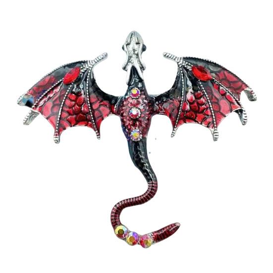 Winged Dragon Brooch Retro Colorful Dragon Brooch Pin Decorative Alloy Lapel Pin Clothes Accessory for Backpack Hats Jackets Decoration