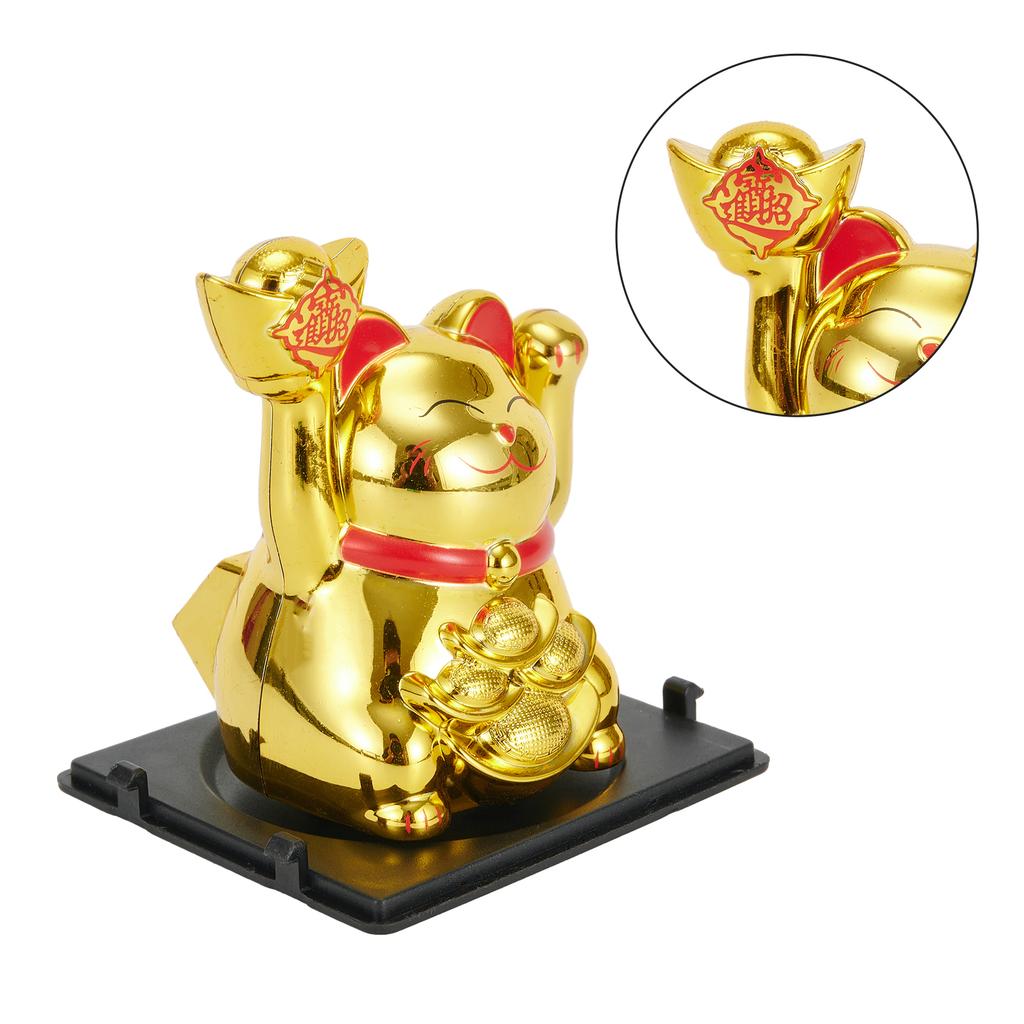 Solar Car Maneki Neko Lucky Cat Home Decor Waving Hand Cat Feng Shui Ceramic Fortune Cat Statue Kawaii Room Decor Accessories