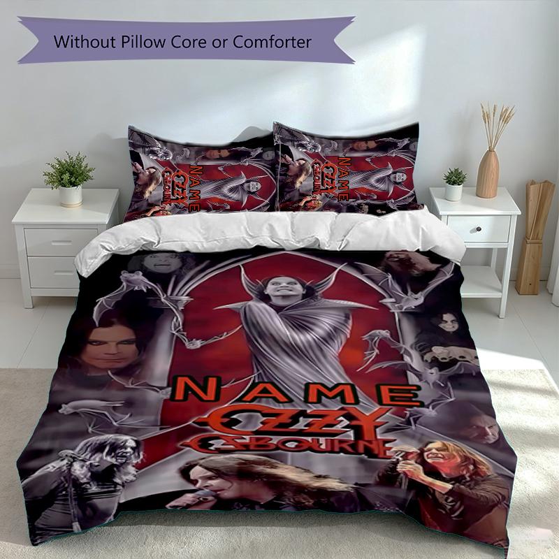 3pcs Custom Name Rock Ozzy Osbourne Bedding Set,Includes 1 Duvet Cover and 2 Pillowcases,All-season Bedroom Decor
