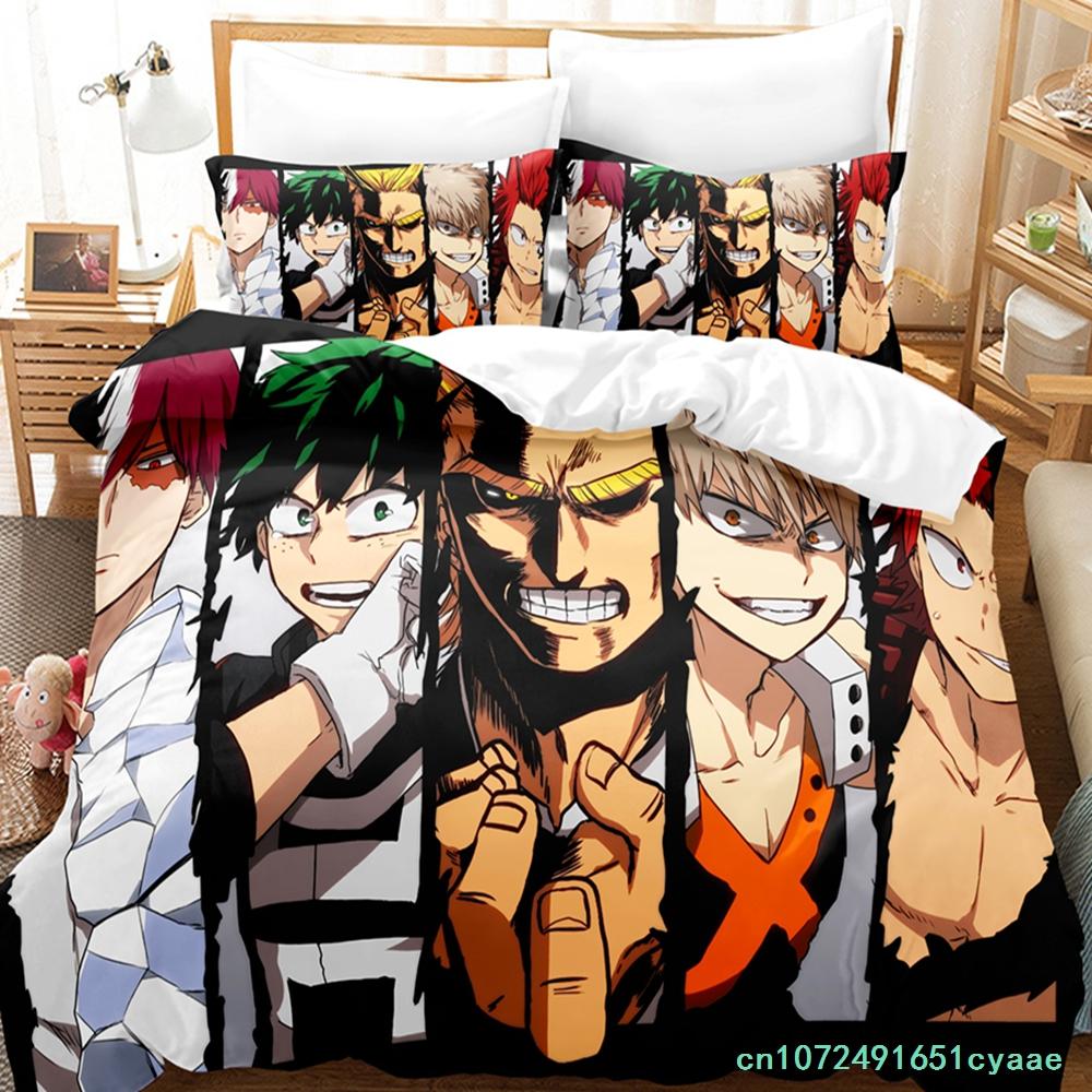 2014 My Hero Academia Bedding Set Single Twin Full Queen King Size Kawaii Bed Set Teenagers Bedroom Duvetcover Sets 3D Print 034