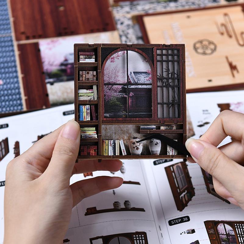 New Moss Lamp & Garden DIY Wooden Bookend 3D Puzzle - Hand Assembly Miniature House Model, Home Decor, Christmas  Black Friday