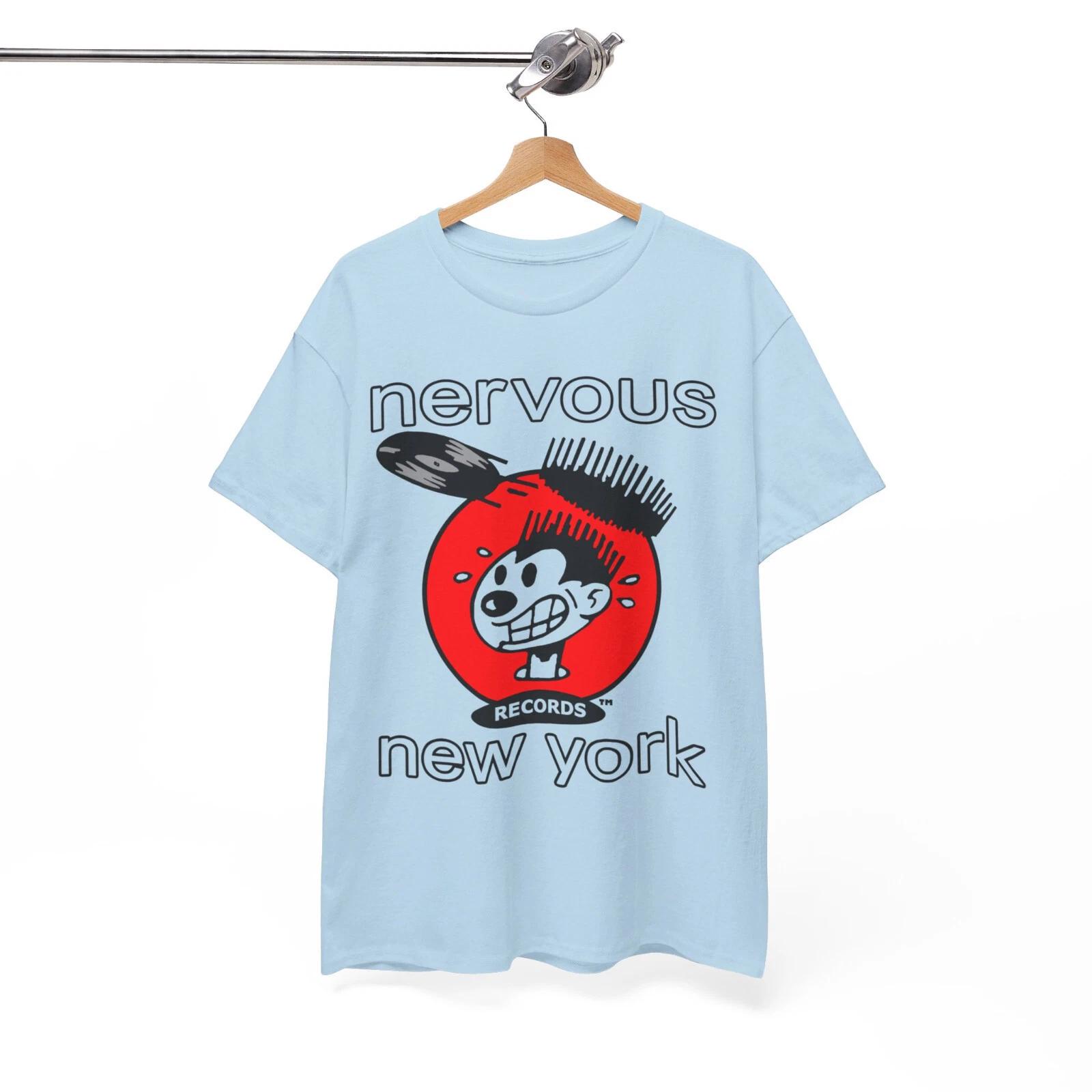 Men s and Women s T-shirts Nervous Records NY Blue Light Tee USA Heavy Cotton S