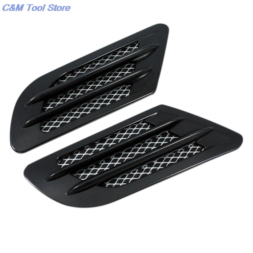 2ks/sada Větrací otvor pro boční proudění vzduchu do auta Kryt otvoru v blatníku Sací mřížka Dekorace kanálu ABS Plastová nálepka