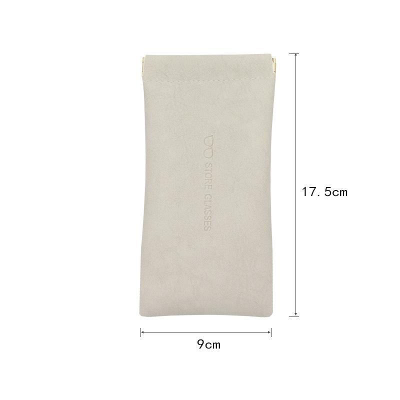 Automatic Closing Glasses Bag, Portable Solid Color Simple Sunglasses Leather Handbag, Unisex Glasses Case, Elastic Pocket
