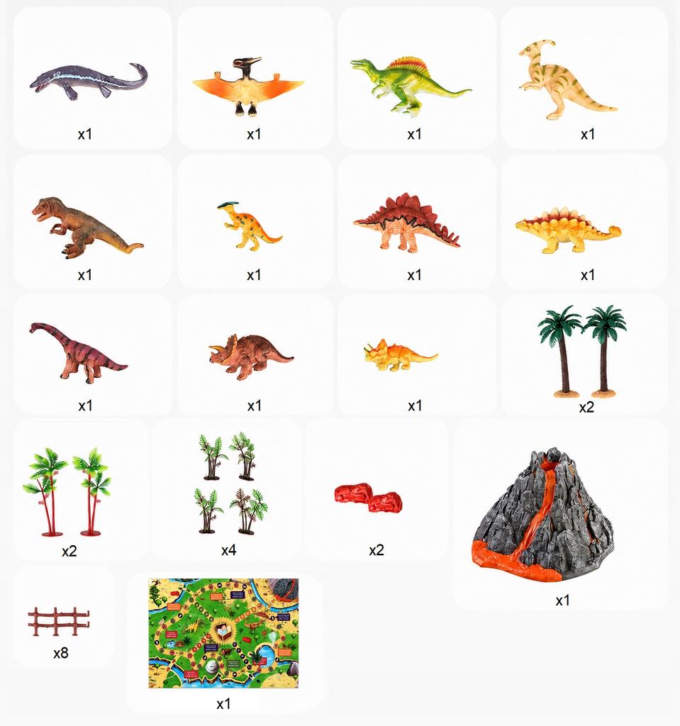 Mega zestaw dinozaurów + mata planszowa XXL zestaw figurek wulkanu 31 sztuk.