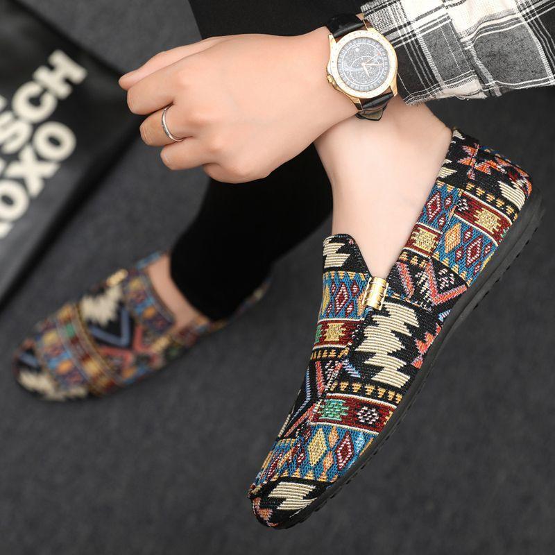 2025 Men's Shoes Breathable Bean Shoes Men's Trend One Step Stepping Old Beijing Cloth Shoes Driving Casual Shoes Lazy