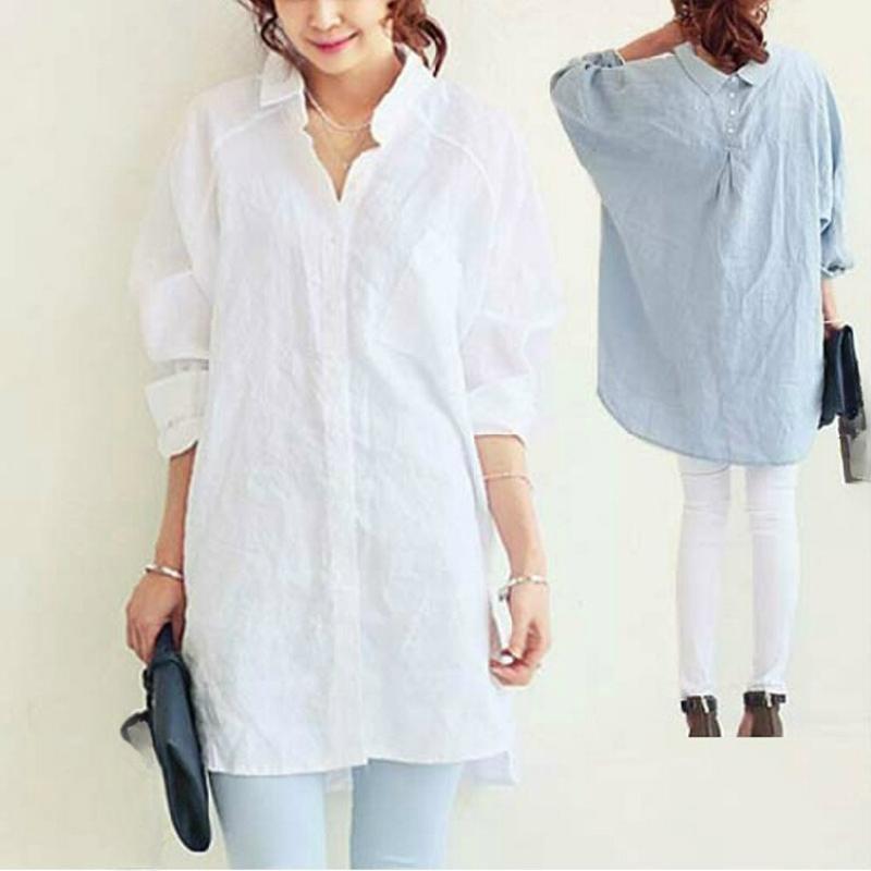 Spring and Summer Shirts, Loose, Plus Size, Long Cotton and Linen Texture Dress Shirts
