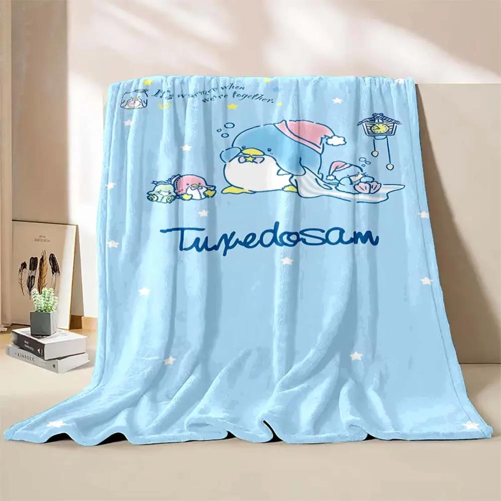 Cartoon Penguin Tuxedo Sam Blanket Soft Fluffy Children Adults Plush Summer Quilt Girl Bedspread Throw Blanket for Sofa Bed