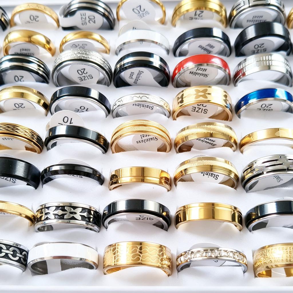 20Pcs Stainless steel ring - gender-neutral plain ring - geometric non-fading jewelry accessory