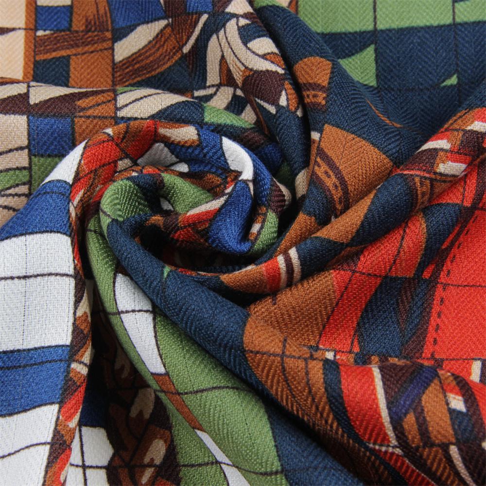 POBING Silk Cashmere Scarf Women Hand Rolled Shawls Saddle Print Square Scarves Wraps Lady Bandana Big Hijabs Female Foulards