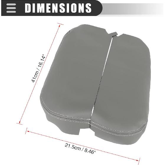 Motoforti Car Armrest Cover Pad, Center Console Cover, for Acura MDX 2007-2013, Microfiber Leather, Gray, 1 Pair