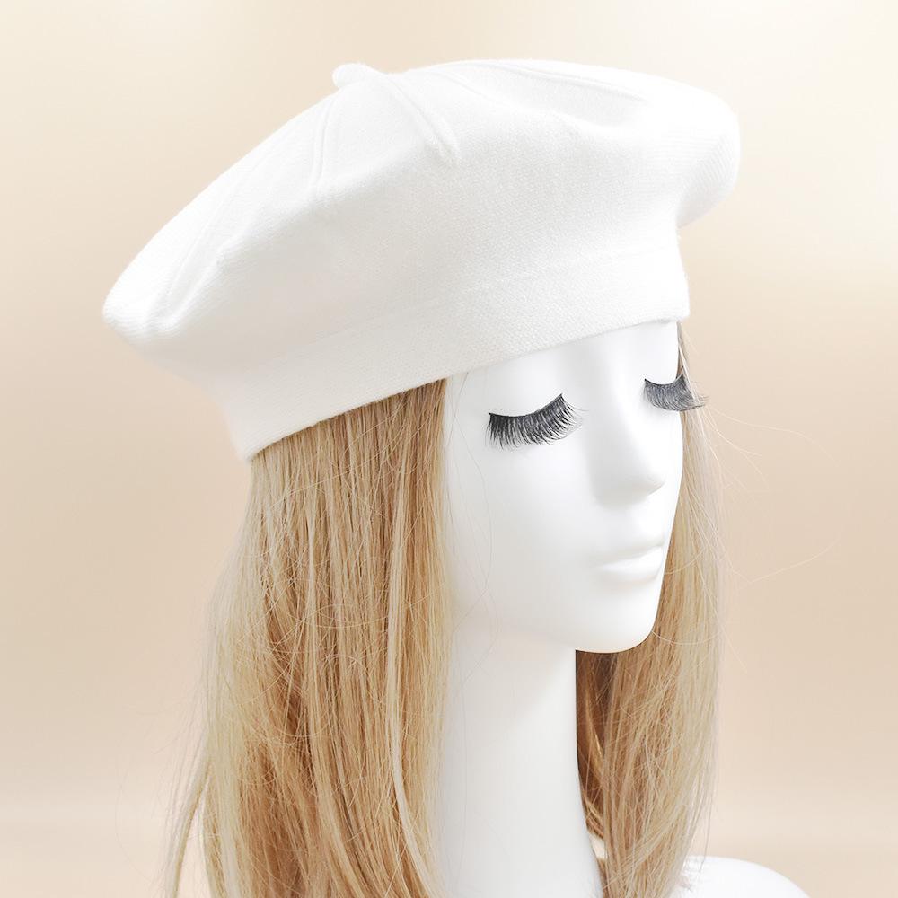 French Women's Wool Knit Striped Beret: Warm, Elastic, Brimless Winter Hat