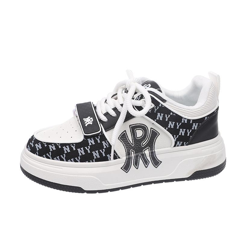New Guochao letter printing contrasting color muffin and sports shoes niche retro style couple platform skateboard shoes