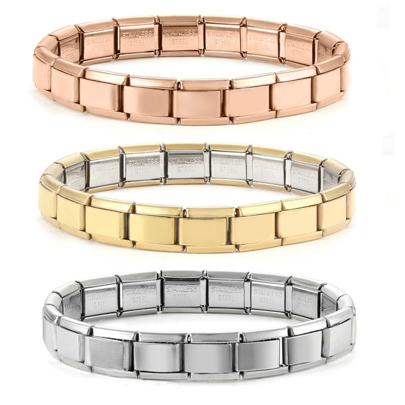 Fashion Stainless Steel Elastic Bracelet 9mm Width Italian Charm Bangle Bracelet Simple Design Girls Men Women DIY Jewelry Gifts