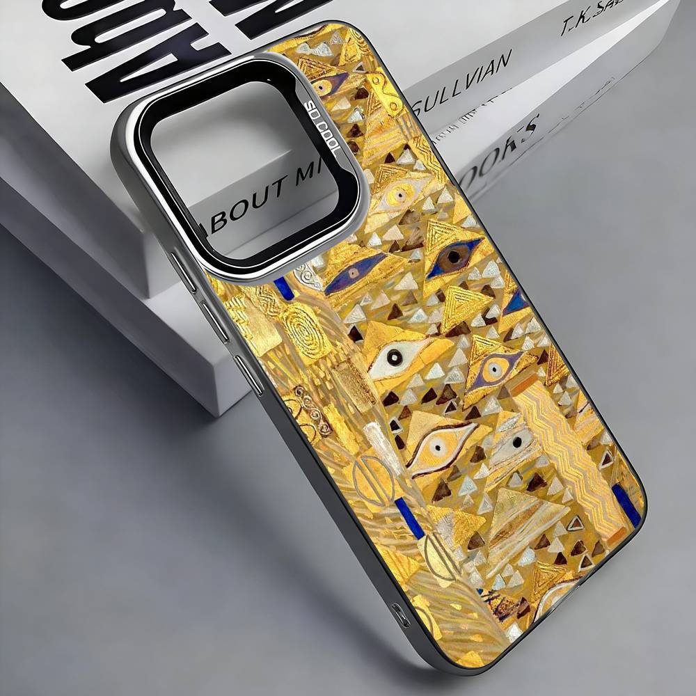 Colorful Silver Back Phone Case G-Gustav K-Klimt 'The Kiss' Painting Compatible with iPhone 17 16 15 14 13 12 11 plus pro Max