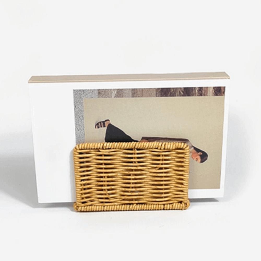 Retro Simulated Rattan Napkin Holders Rustic Style Tissue Storage Rack Desktop Use