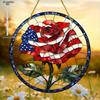 American Flag Rose Theme Sun Catcher Acrylic Hang Sign, Nurseries, Vintage Home Decor Wall for Bar Kitchen, Restaurant Shop Wall Decor, Garden Decorat