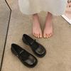 Retro Mary Jane Shoes Women's High Heels New Spring Round Head Thick Heel Single Shoes with Skirt Small Leather Shoes