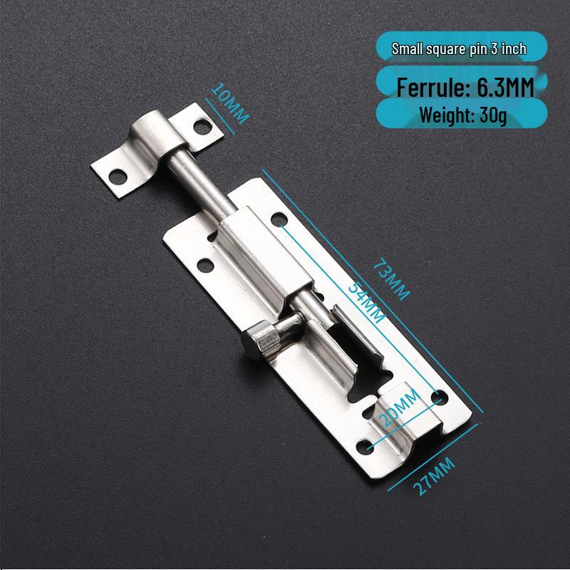 Thickened Stainless Steel Anti-Theft Door & Window Latch: Square Bolt for Cabinets & Doors, Surface-Mounted, Chinese Style
