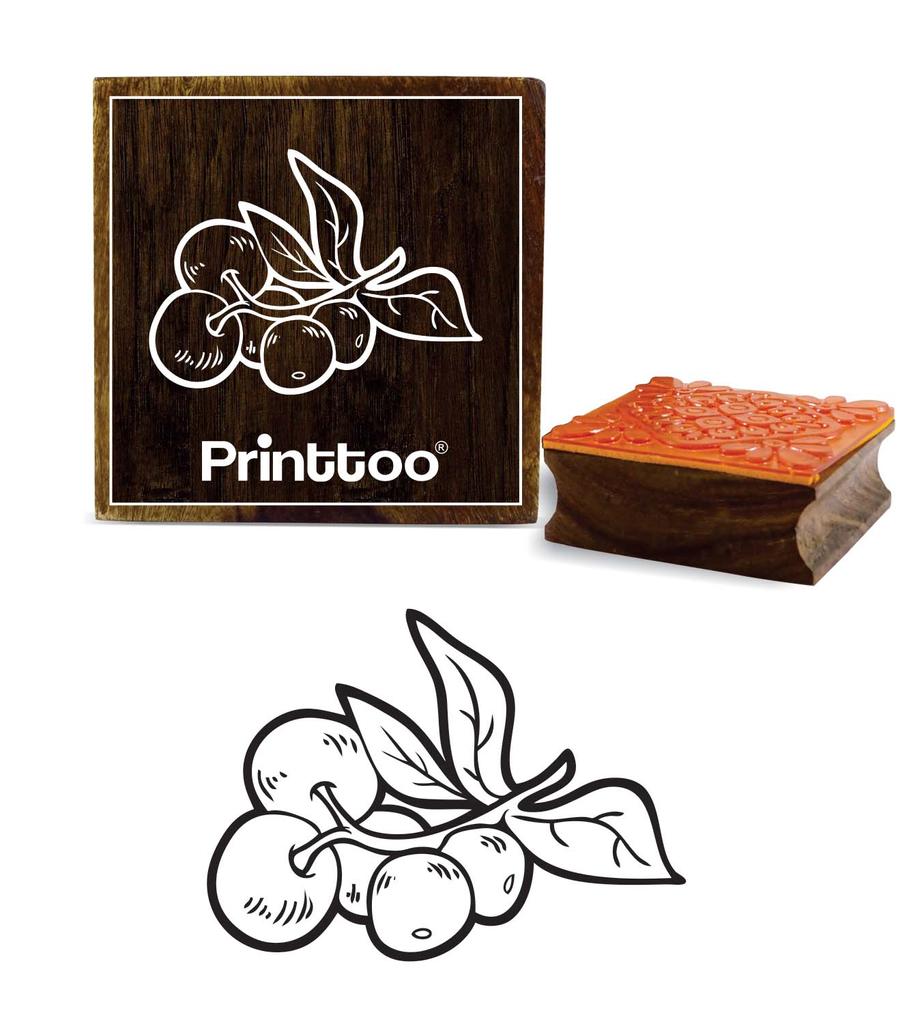 Printtoo Craft Textile Grapes Pattern Wooden Rubber Stamp Square Block Scrap-booking-2 x 2