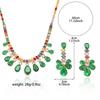 European & American Style Zircon Emerald Necklace & Earrings Set: Plum Blossom Design for a Fashionable, Elegant Look.