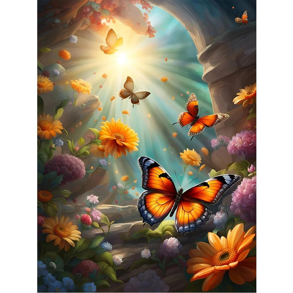 5D Diy Diamond Embroidery Beautiful Flowers and Butterflies Diamond Painting Needleworks Cross Stitch Home Decor J3637