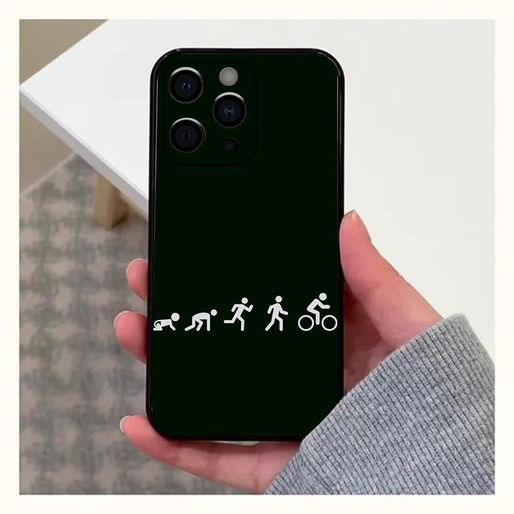 Road Bike Cyclist Cycling Phone Case For Apple iPhone 15,14,13,12,11,Pro,X,XS,Max,XR,Plus,Mini Soft Black Cover