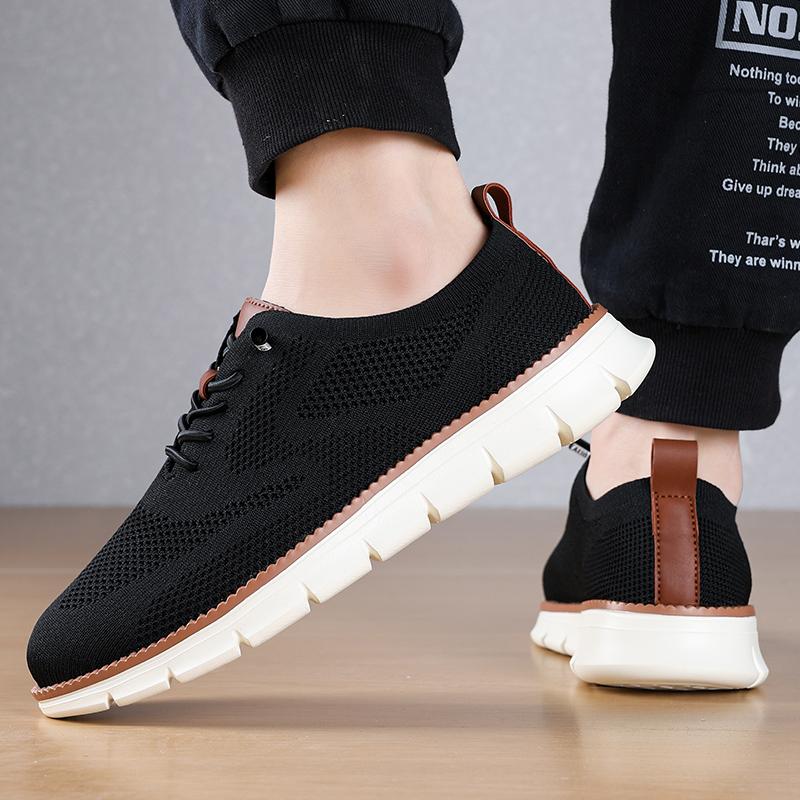 Fashion Khaki Men's Summer Sneakers Breathable Knit Lace-up Lightweight Casual Shoes For Men New Comfortable Urban Man Sneakers