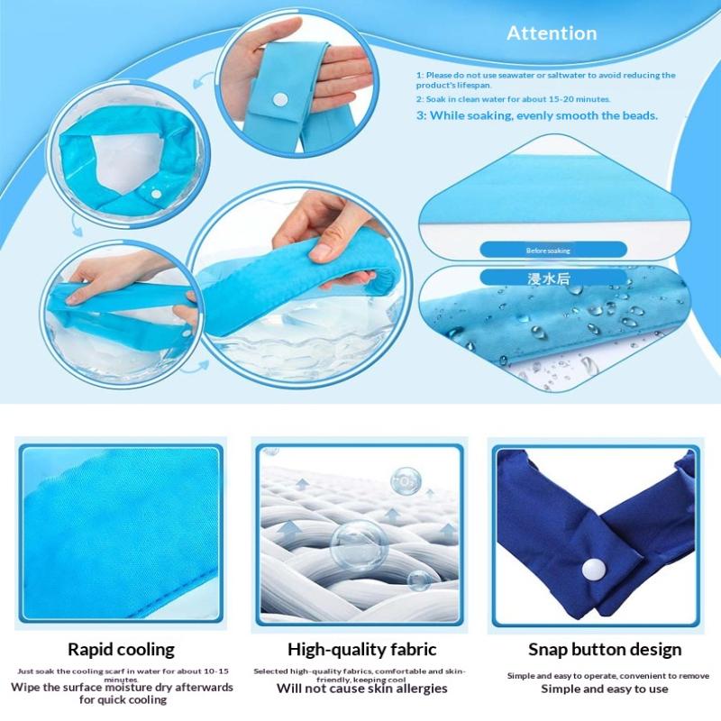 Cooling Neck Wrap With Button Fastener Instant Ice Neck Towel For Outdoor Sports Summer Activities Instant Cold Cooling Scarf