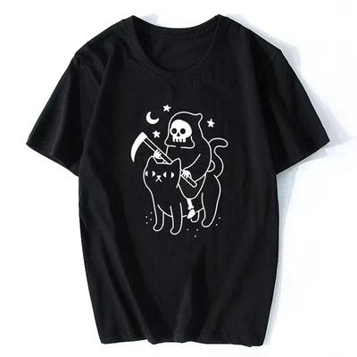 Graphic Summer Streetwear Men Women Funny T-shirts Street Style Retro Funny Horror Skull Harajuku  Autumn and Winter Innerwear